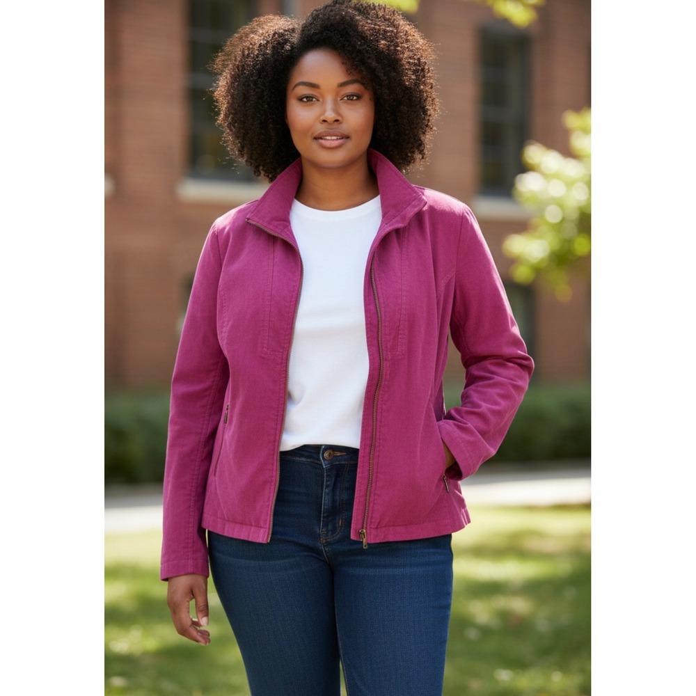 Patrick Christopher Womens Magenta Pink Corduroy Full Zip Jacket Size M Fine Wal - Picture 6 of 13